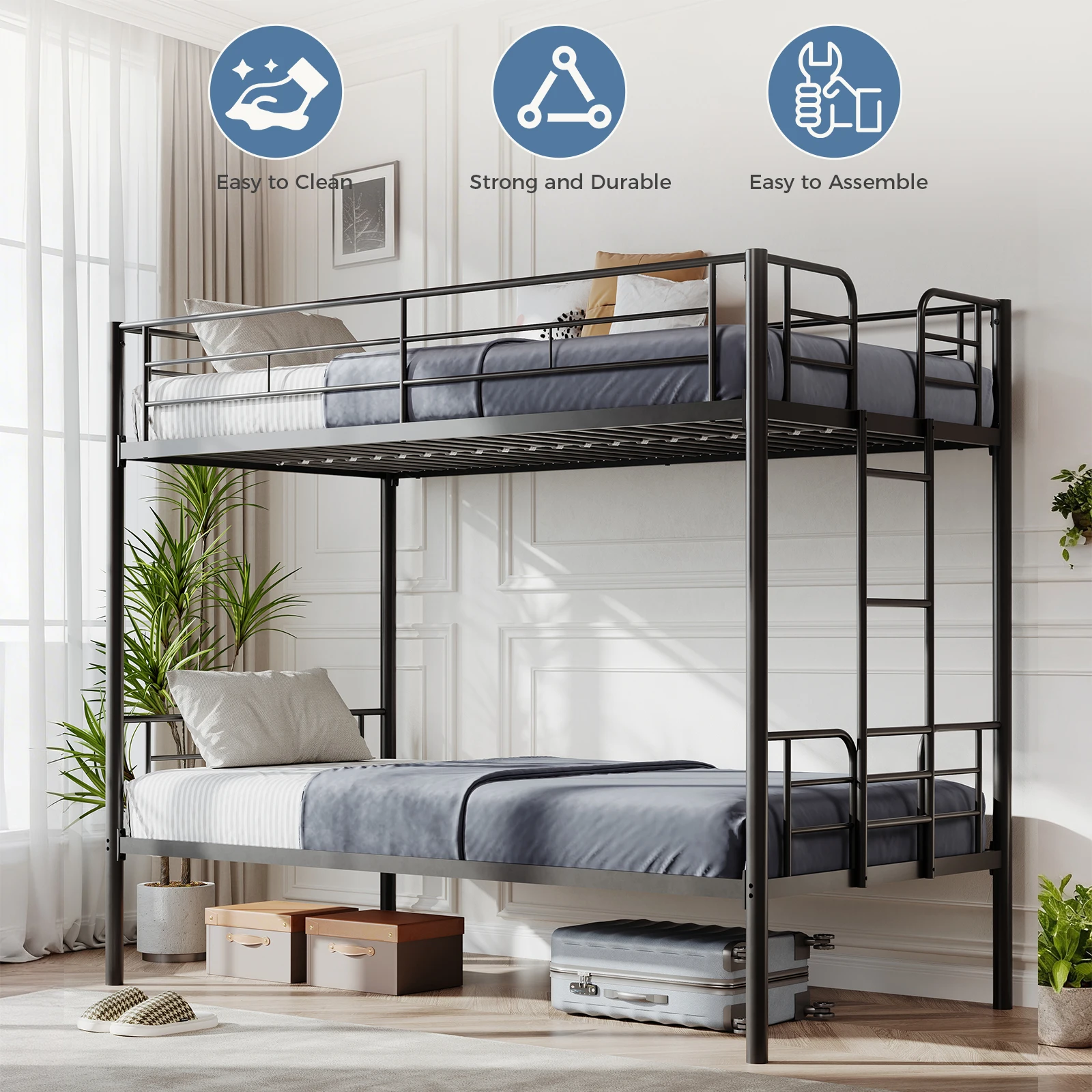 bunk bed ladder and guardrail