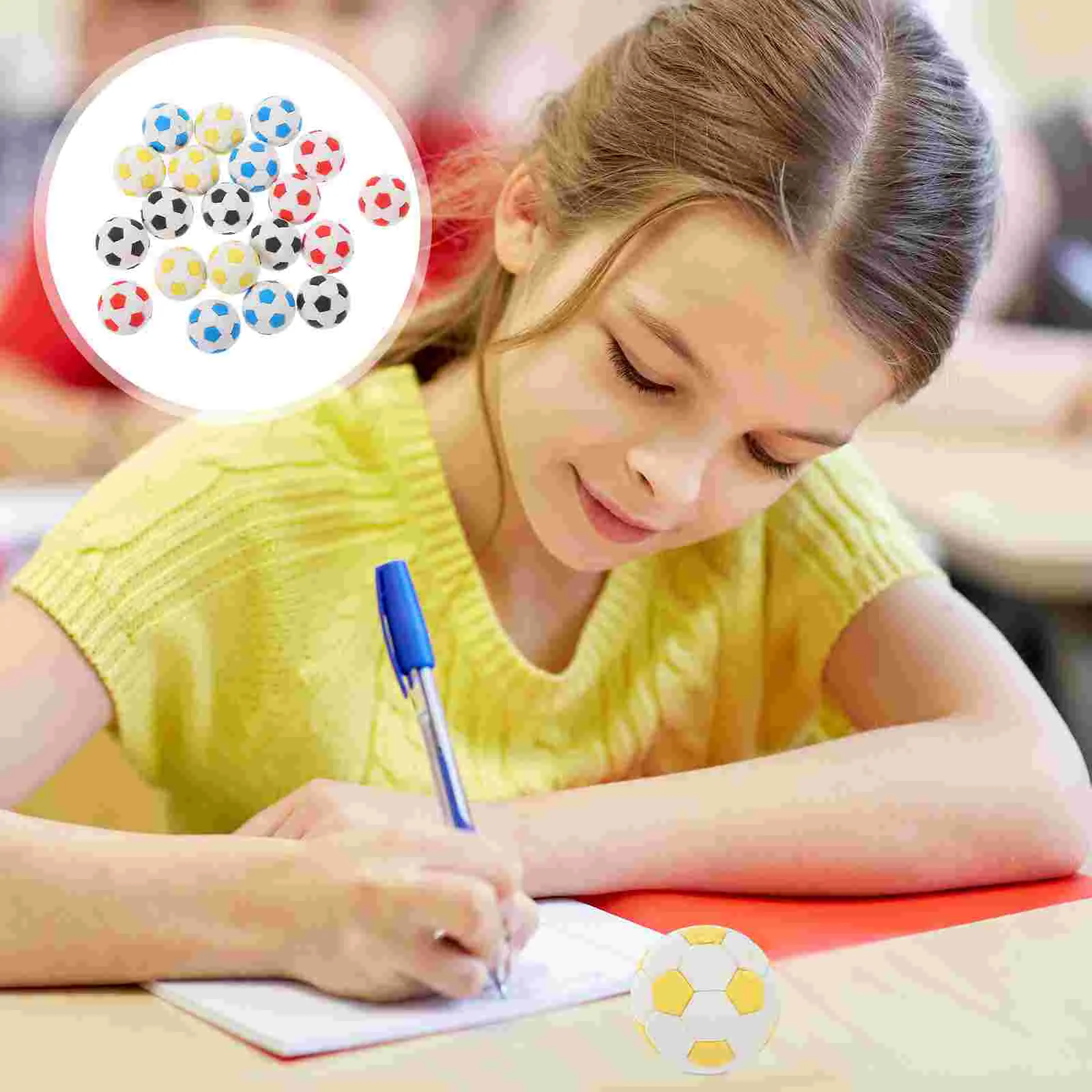 Funny Erasers Football 3d Cartoon Small Shape 20pcs Mixed Color Modeling Pupils