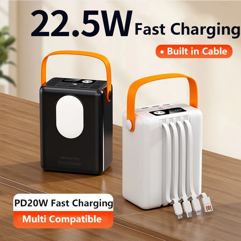 Power Bank 50000/80000mAh Portable USB C PD 22.5W Fast Charger Powerbank for iPhone Samsung Huawei Xiaomi External Spare Battery