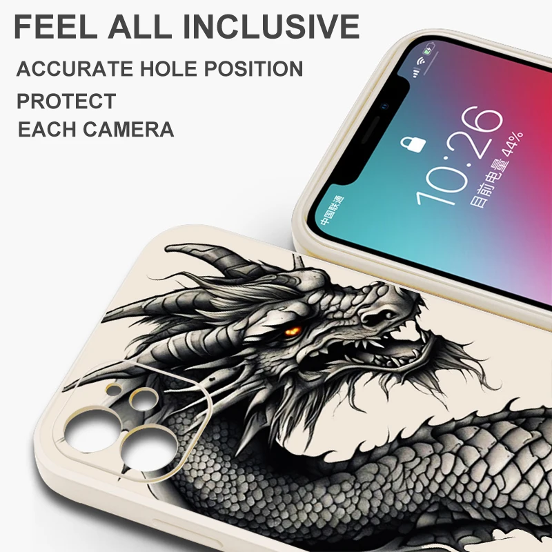 Chinese Divine Dragon For iPhone 15 14 13 12 11 Pro Max 6 6S 7 8 Plus 13 12 Mini X XR XS Max Phone Case Liquid Silicone Back