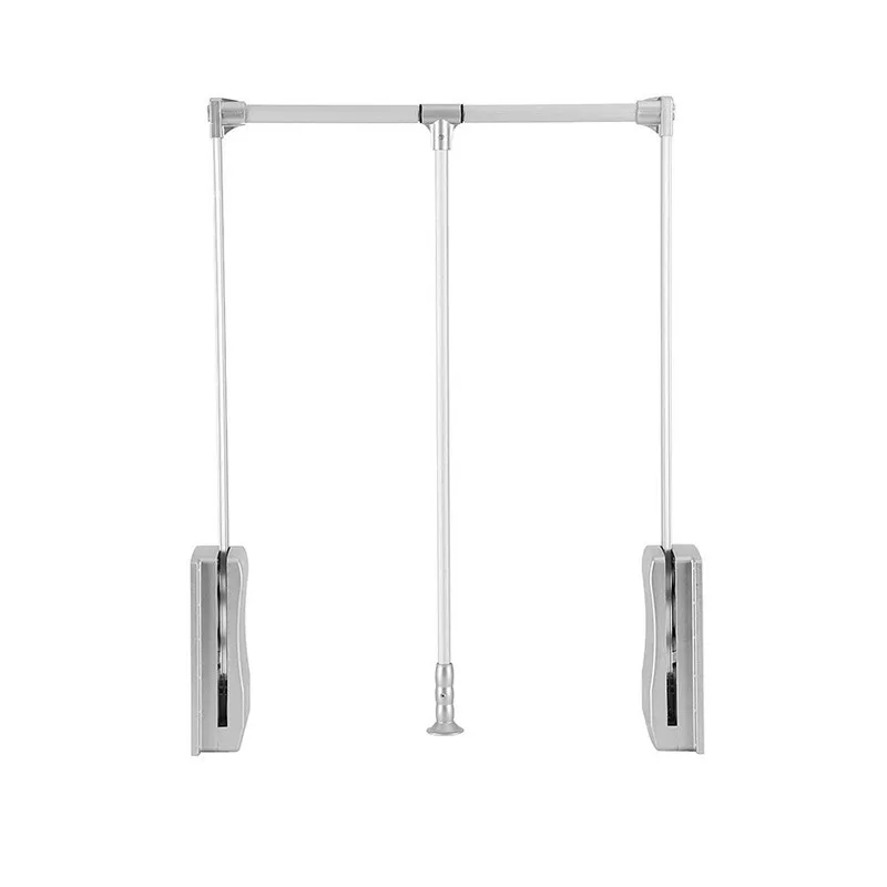 pull down retractable clothes hanger wardrobe lift hanging rod closet space saving storage hardware fitting