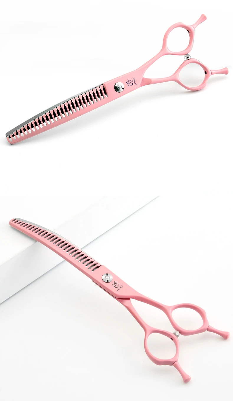 Fenice Dog Beauty Schere, bunt, 6,5/7/7,5 Zoll, JP440C, professionelle Hundepflegeschere, gebogen, dünnere Chunker-Schere – Detail 17