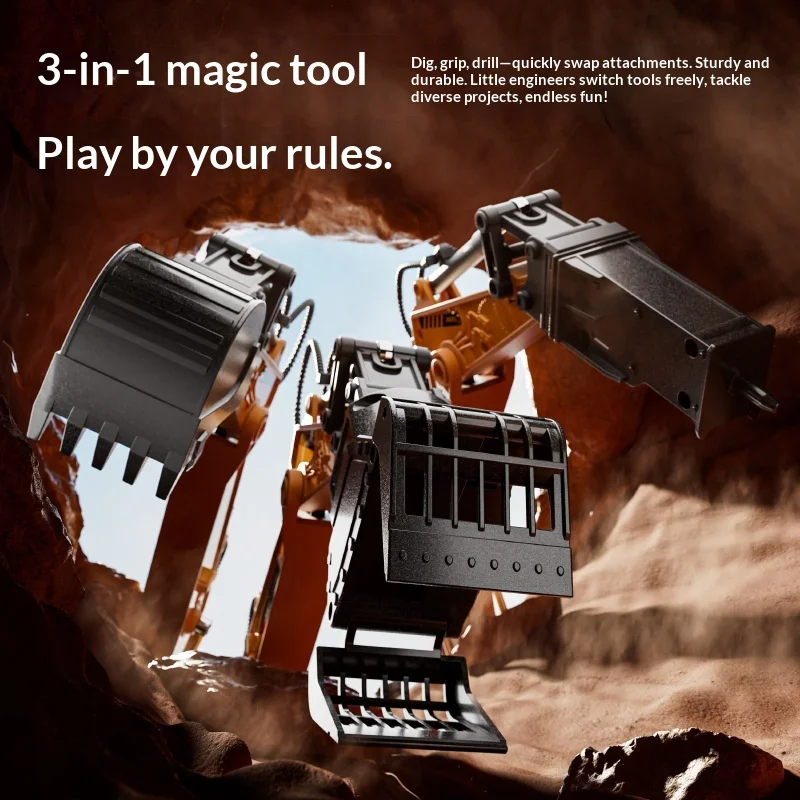 

E1 Alloy Engineering Vehicle with 3 Functions Remote Control Electric Toy Gift for Boys 4G System RC Car Toys