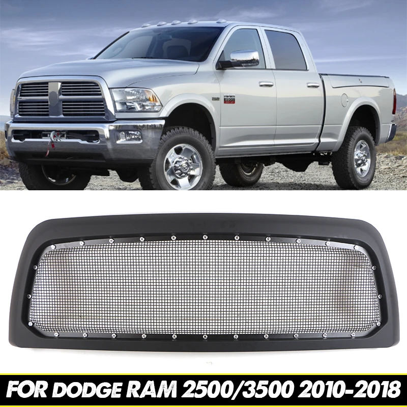 Front Grill W/Light Fits For Dodge Ram 2500/3500 2010-2018 Racing Grill Modification Wire Mesh Material