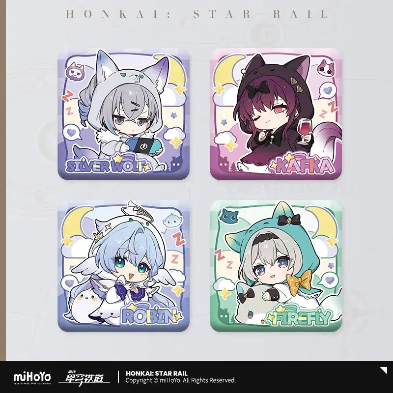 

[Genuine] miHoYo Game Honkai Star Rail Q-version Square Badge Robin Silver Wolf Kafka Firefly Anime Accessory Cosplay Xmas Gifts