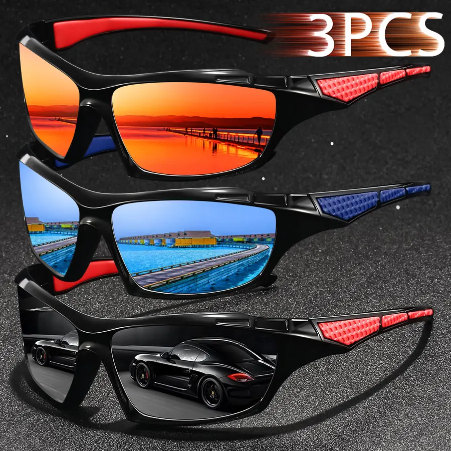 3 PCS Fashion Vintage Fishing Cycling Sports Sunglasses Men Women Running Mountaineering Sport Man Sun Glasses UV400 Eyewear ﻿