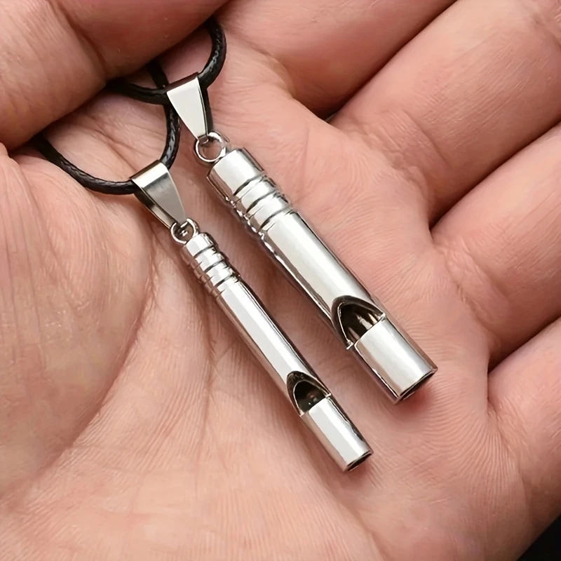 

1pc Whistle Necklace Alloy Loud, durable outdoor hiking, camping and adventure sports survival gear!