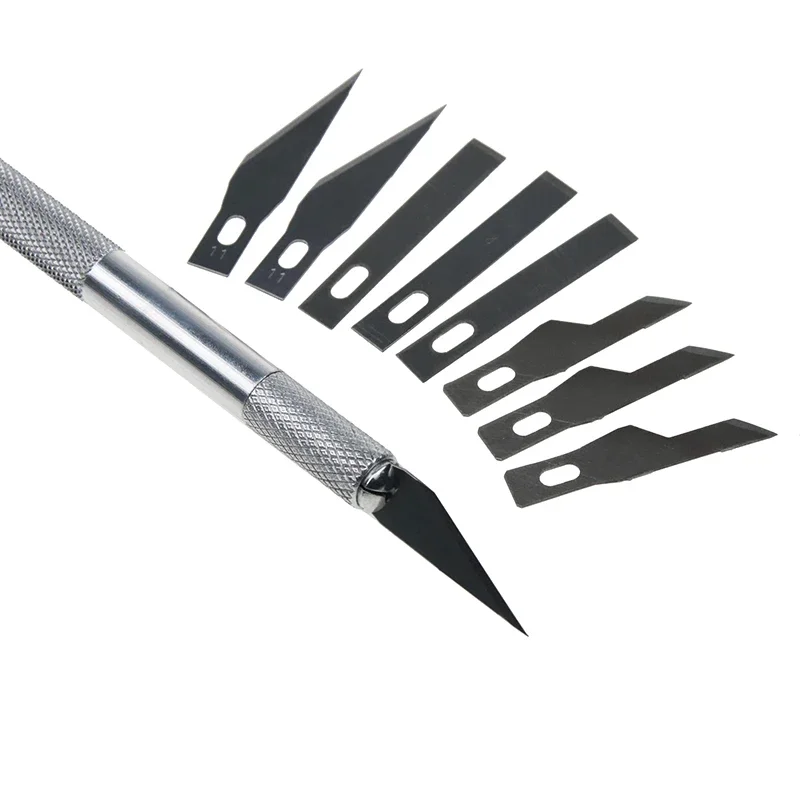 Dropshipping Metalen Handvat Scalpel 9 Blades Mes Hout Papier Cutter Craft Pen Messen Graveren Mes Diy Reparatie Handgereedschap