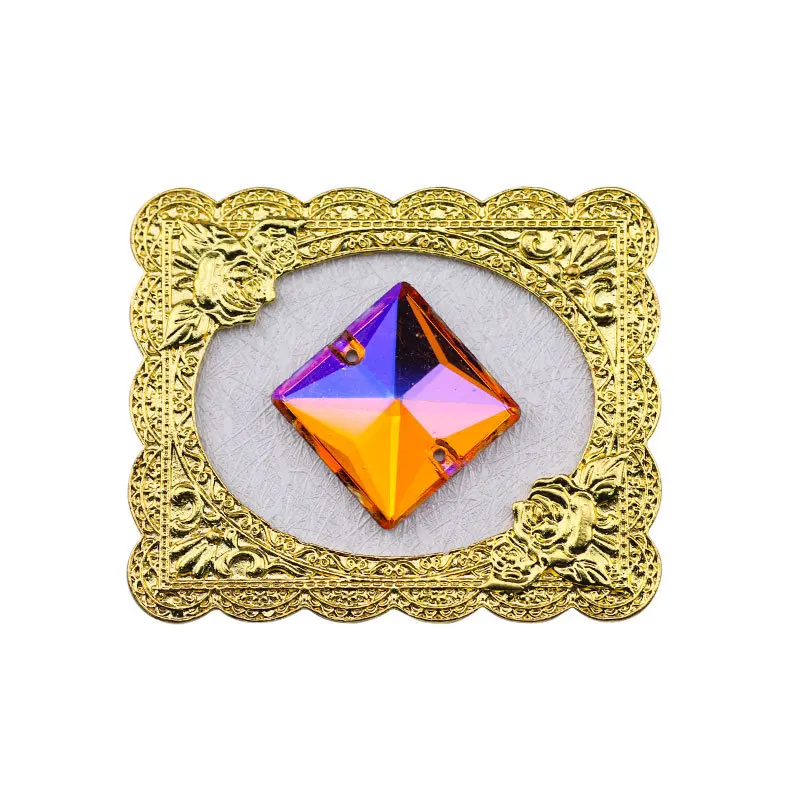 Square All Sizes Glass Crystal AB Rivoli Sewing Stones Flatback Sew on Rhinestones For Garment Clothes Bags