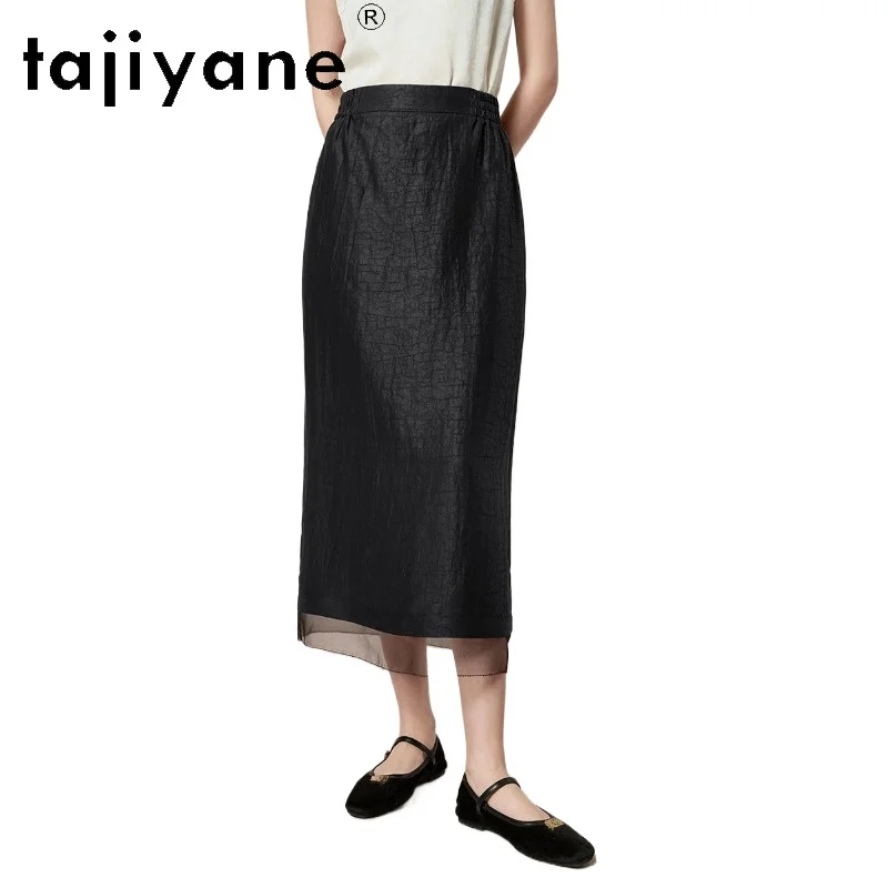 

TAJIYANE 100% шелковые юбки из тутового шелкопряда для женщин, летняя длинная юбка Xiangyun Sha, элегантная юбка с вставками из органзы, женская одежда 2026