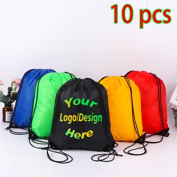 10 Pcs Custom Bag Printing Logo Schoolbag Promotional Outdoor Casual Gym Sport Waterproof Football Bag Drawstring Backpack