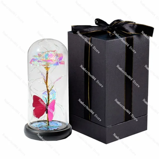 Applicable to Rose Mother's Day gift Gold foil Rose Eternal flower glass cover ornament