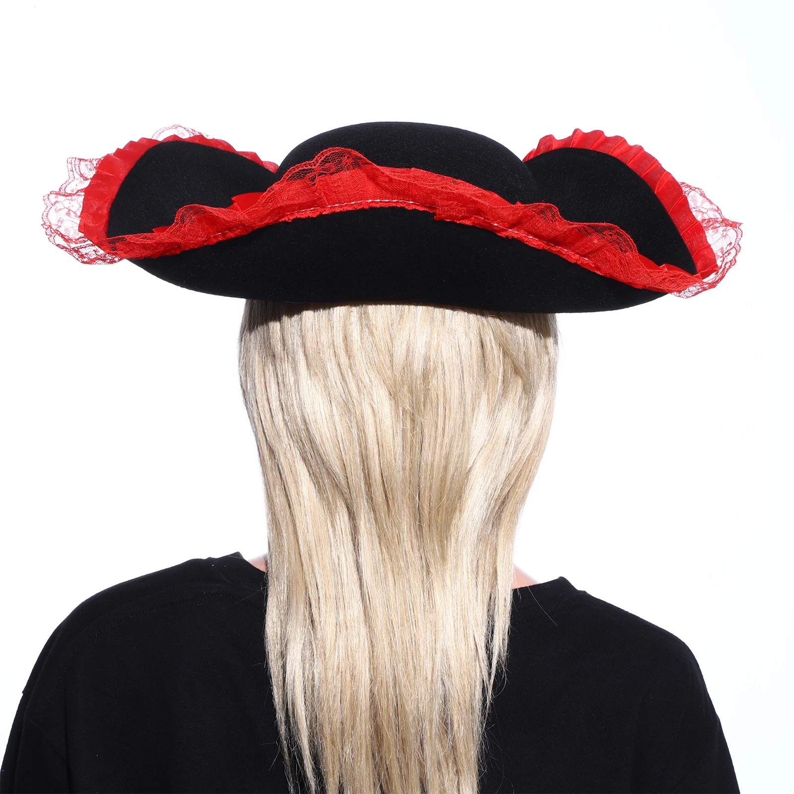 Adultos chico divertido gorro de encaje borde ala ancha disfraz de pirata sombrero mascarada Cosplay tocado accesorios Halloween Fiesta Temática tocado
