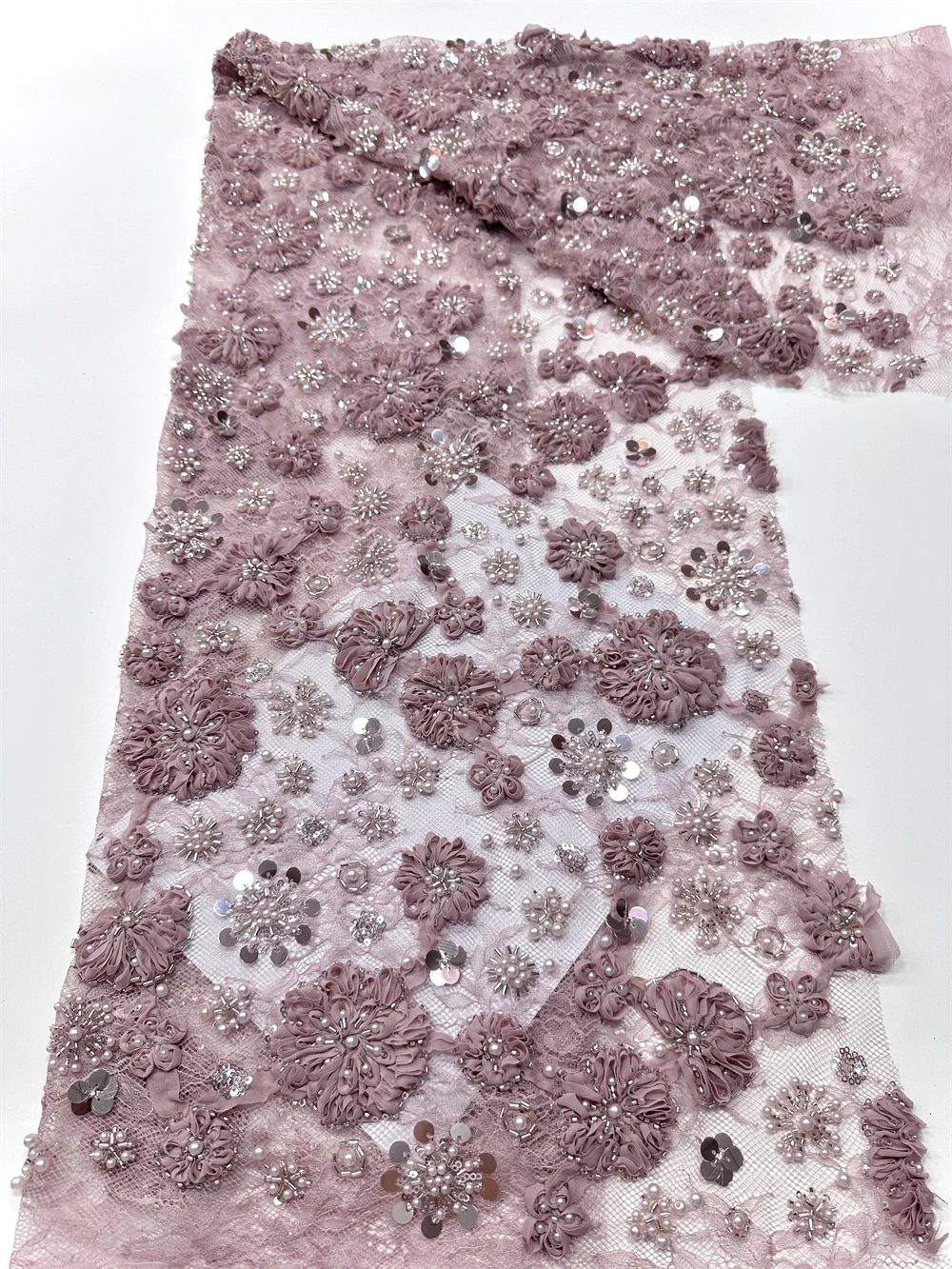 قماش دانتيل تول أفريقي 2025 قماش ترتر شبكي فرنسي خياطة تطريز مع خرز دانتيل تول شبكي فستان نيجيريا 5 ياردات