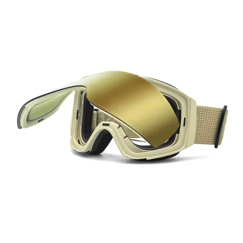 Double anti-fog clamshell ski goggles with UV protection for skiing and helmets