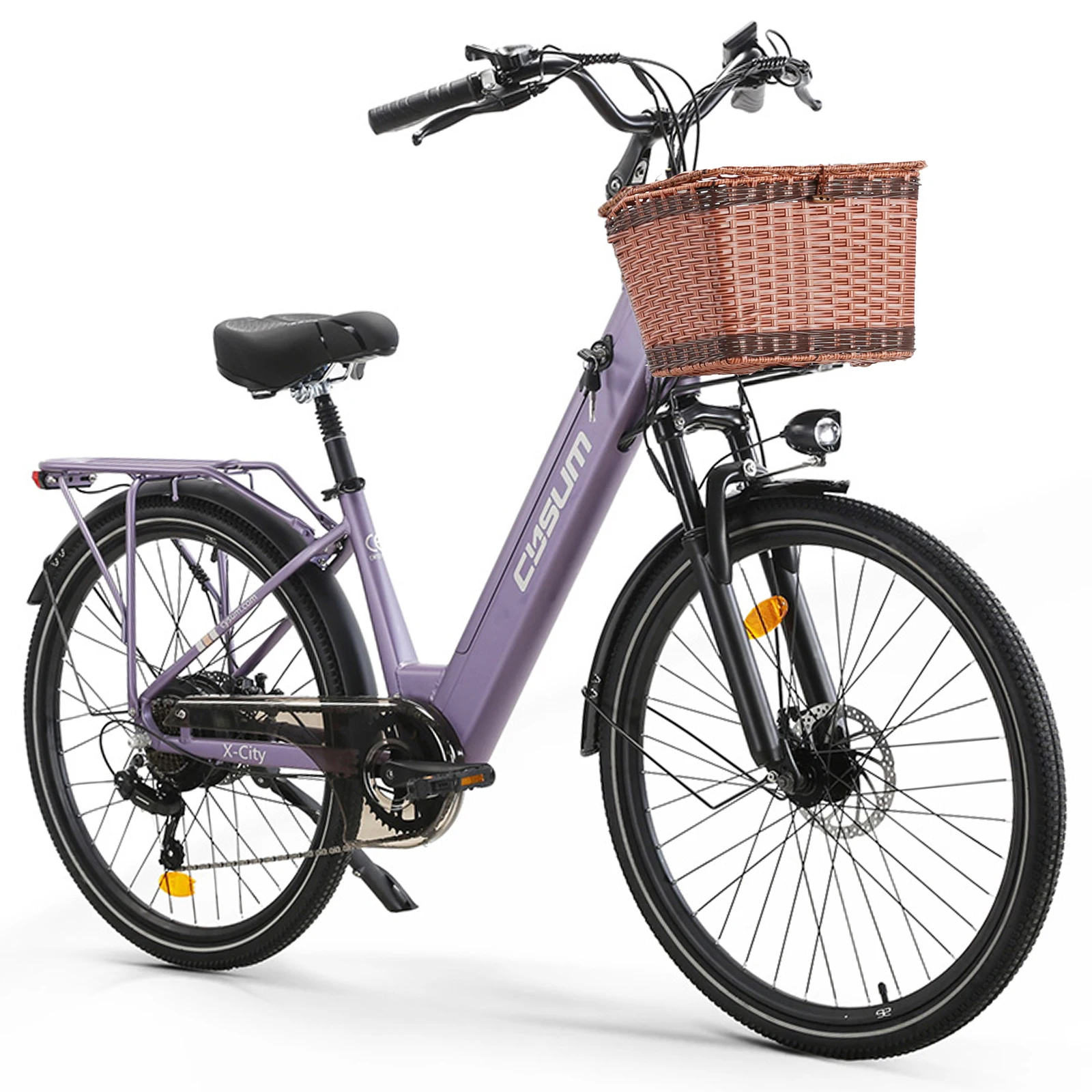 CYSUM X-City 26" elektrische fiets, stads-forens elektrische fiets, 48V 10,4Ah Li-batterij, damespedaalondersteund ebike-bereik 80-100 km - afbeelding 2
