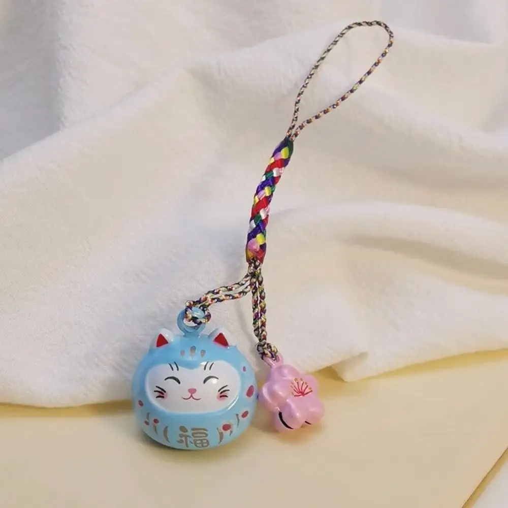 Metal Cat Bells Pendant Bring Wealth Good Luck Lucky Cat Keychain Cat Daruma Bells Pendant Key Chain Handbag Accessories