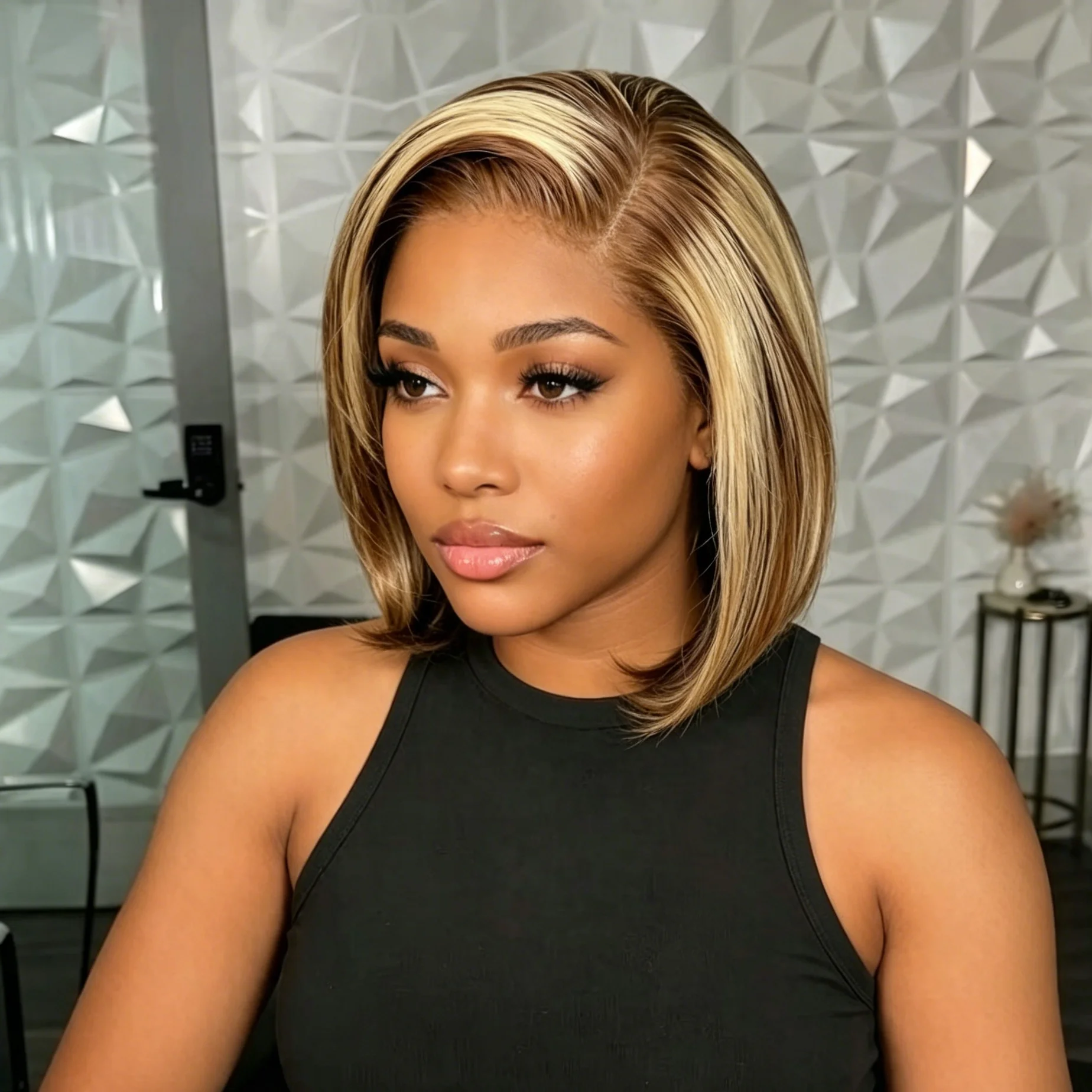 P427 Straight Brazilian Human Hair Wig 13x4 Lace Frontal Short Bob 180% Density Easy to Style Bob Hair Wig for Women