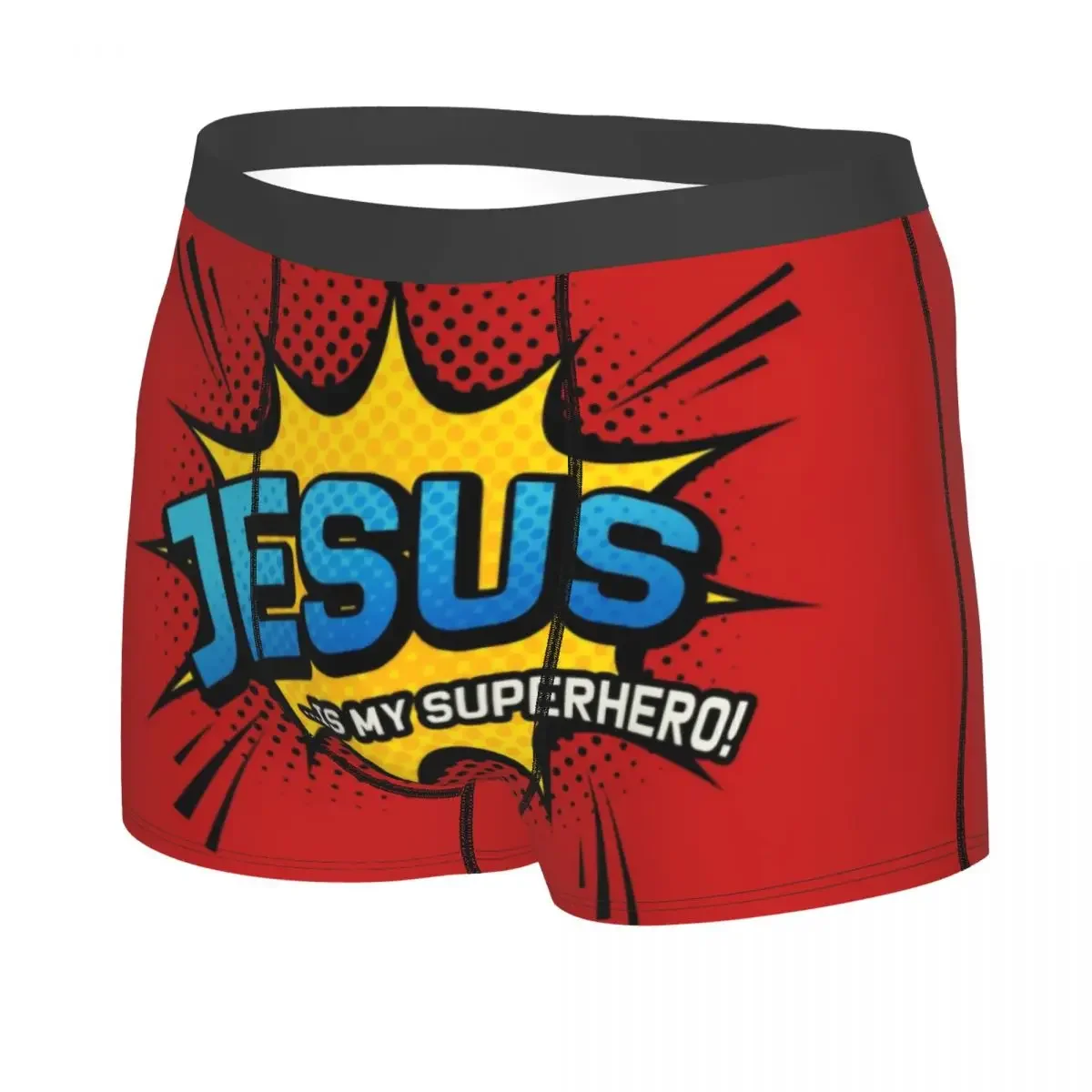 Novelty Christian Faith Gift Boxers Shorts Panties Men's Underpants Comfortable Jesus Is My Superhero Briefs Underwear