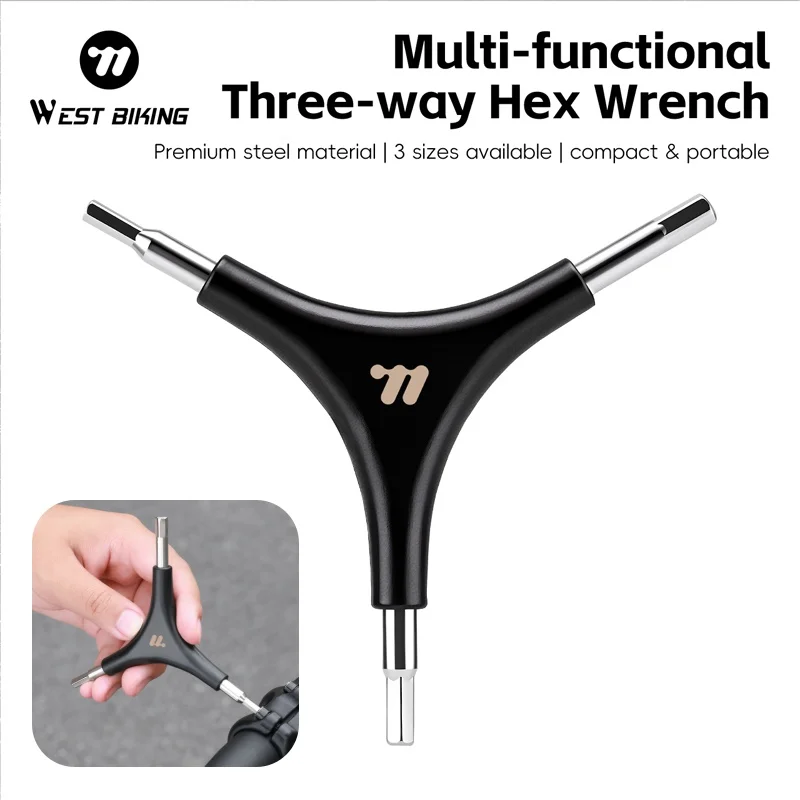 WEST BIKING Y Shape Three Way Hex Wrench 4/5/6mm MultiFunctional Bike Repair Tool Chrome Plated Steel Portable Bicycle Allen Key