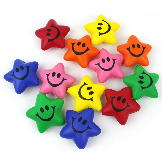 6Pcs Mini Star PU Sponge Balls Foam Stress Relief Ball Toys for Kids Birthday Party Favors Pinata Filler Classroom Prizes