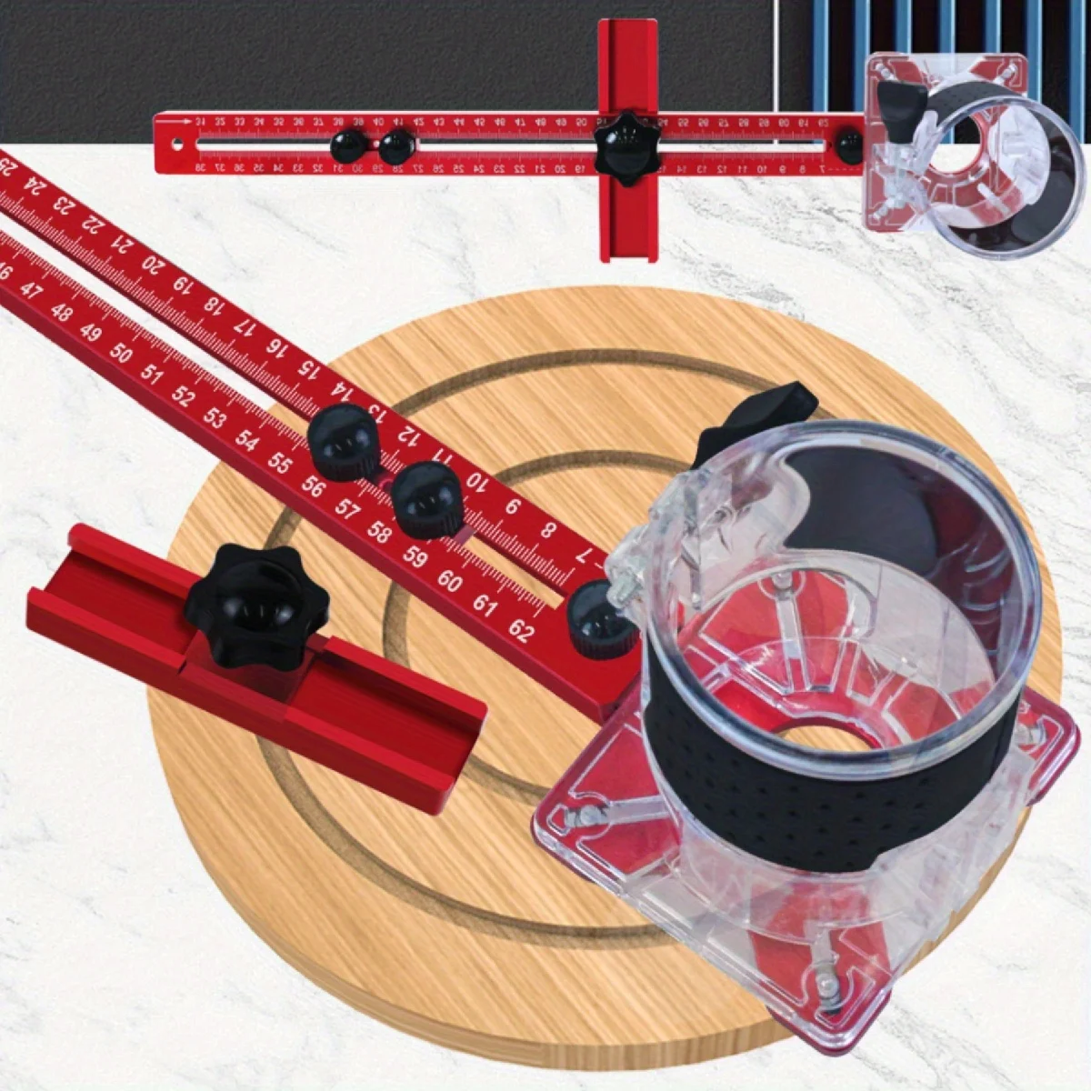 

4 in 1 Router Milling Groove Bracket, Multifunctional Cabinet Hardware Jig and Router Guide, Router Circle Cutting Jig Tool