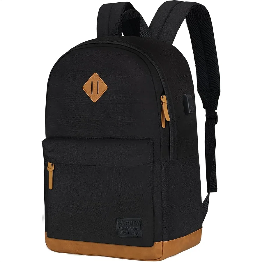 Mochila grande para laptop de viagem com porta de carregamento USB para homens e mulheres Mochila escolar clássica para meninos e meninas Bolsa de trabalho 18 polegadas