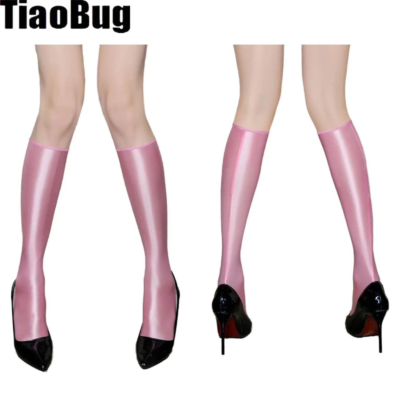 

Women Glossy Oil Bright Stocking Knee High Stretch Nylon Stockings for Halloween Cosplay Costume