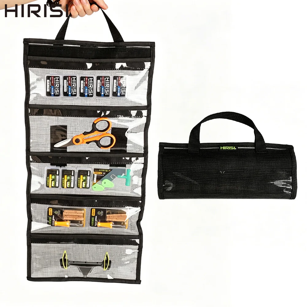 Hirisi W133 Karpfenangel-Rig-Wickeltasche mit mehreren transparenten Fächern, tragbarer Tackle-Organizer für Hair-Rig, Haken und Scheren, Aufbewahrungs- und Tragetasche