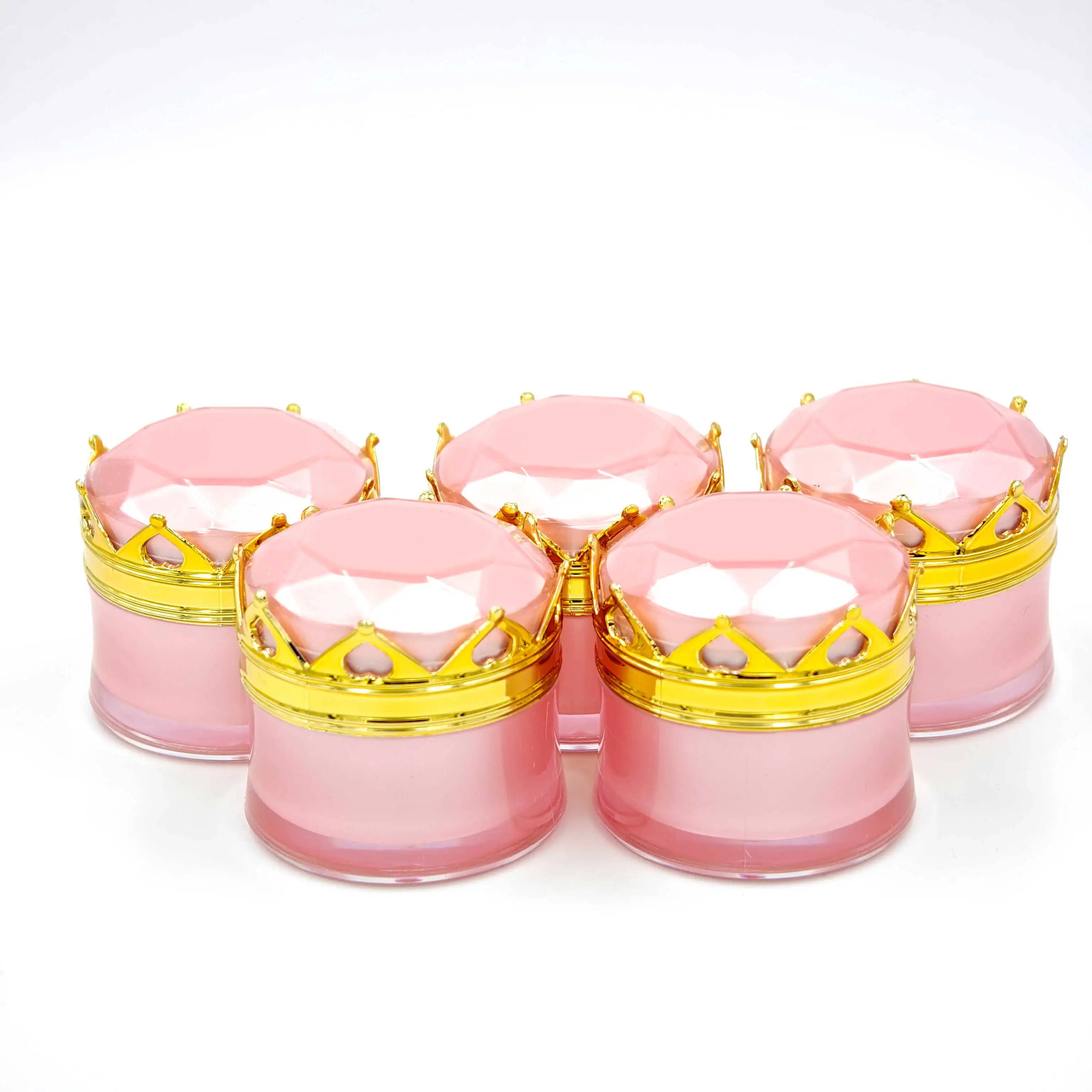 

Acrylic Plastic Cans With Lid Pink Cover Gold Crown Mini Makeup Containers for Cosmetic Cream Small Cosmetics Jars Travel Lids