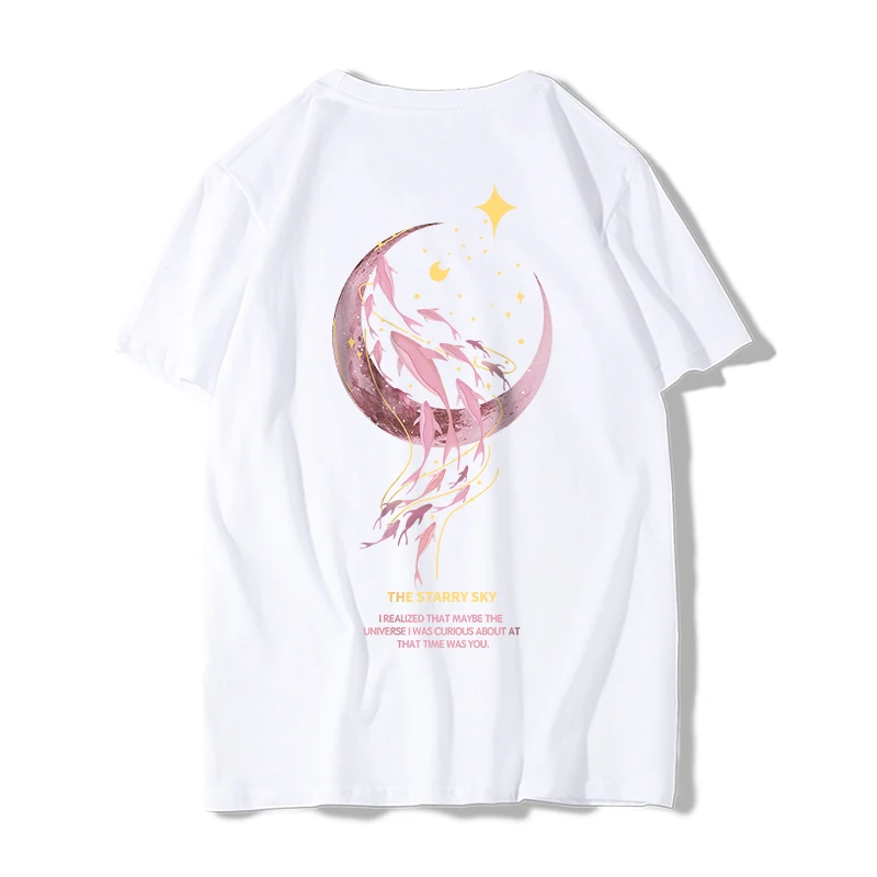 plus Size American Retro Print Short Sleeve T-Shirt Lightweight Loose Pure Cotton Boyfriend Style Half Sleeve Top Trendy