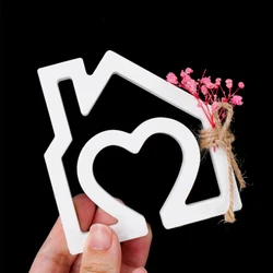 DIY Heart House Candlestick Silicone Mold Houses Ornament Making Mould Plaster Resin Candle Holder Crafts Casting Molds Home Dec