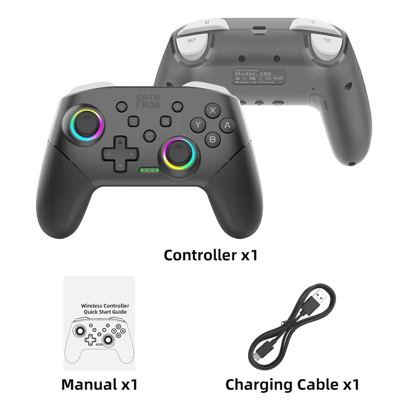DATA FROG draadloze gamecontroller voor Switch / Lite / OLED-model PC-gamingjoystick Dual Vibration Turbo - afbeelding 1
