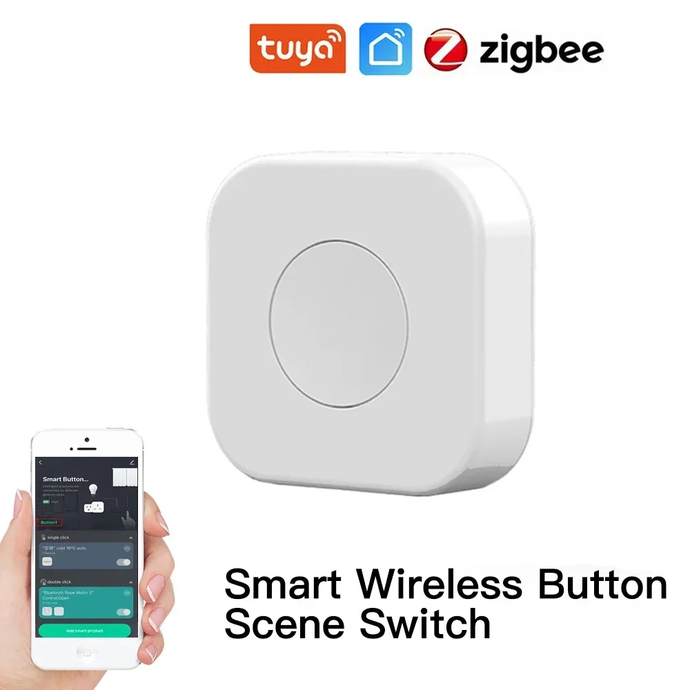 Mini interruptor sem fio zigbee, interruptor de cena inteligente, botão de controle de uma chave, controle remoto inteligente, automação residencial para dispositivos tuya