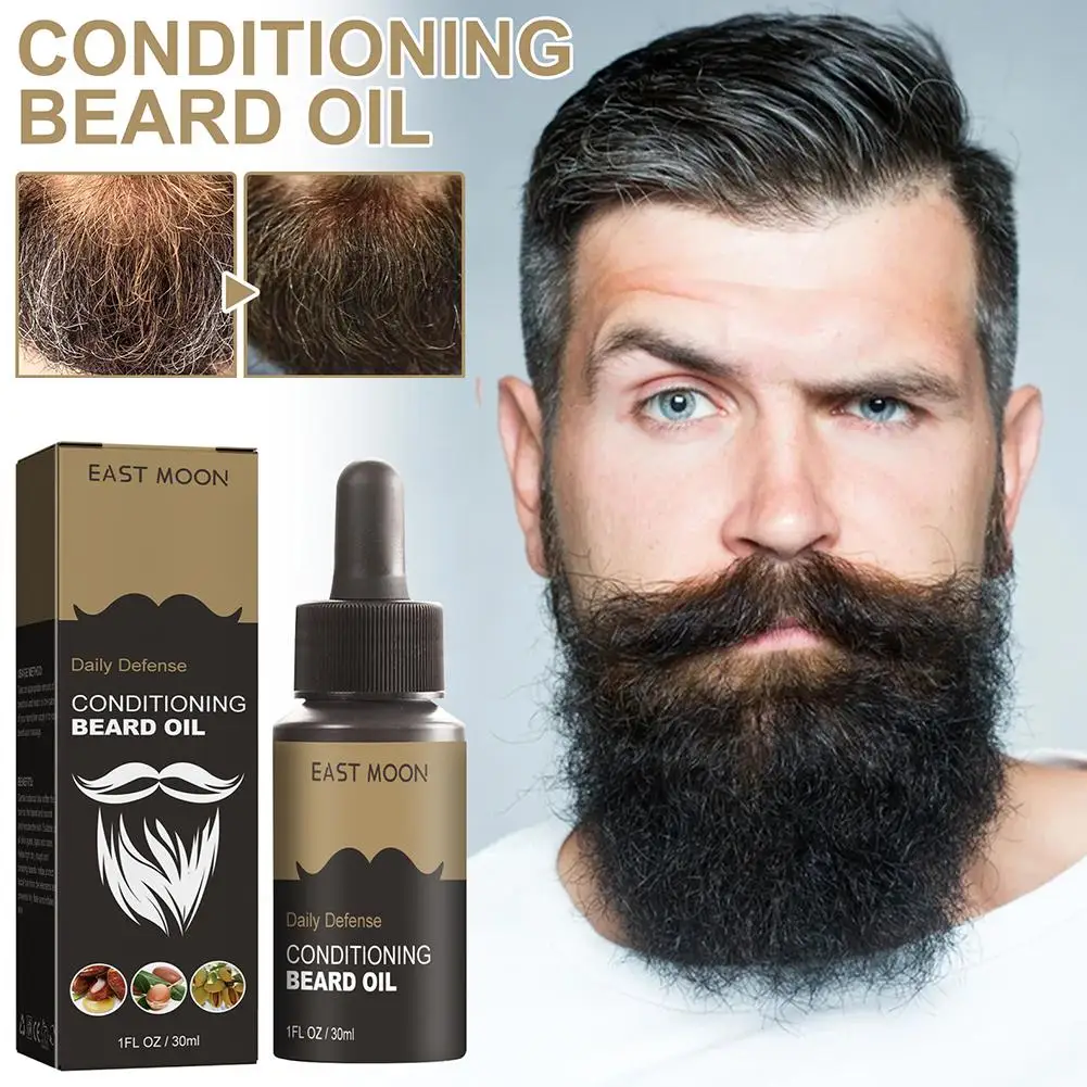 Óleo natural para cuidados com a barba para homens, ferramentas hidratantes, alisamento do cabelo, fortalecimento orgânico, suavizar, bigode, Es J9F3, 30ml, novo