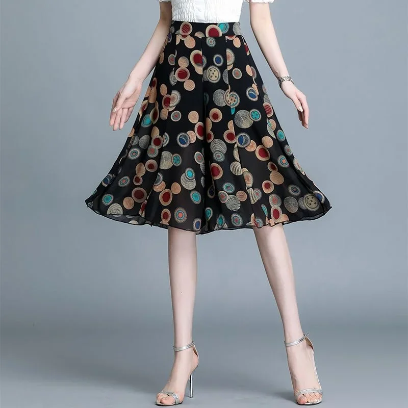 Floral Wide Leg 2023 Shorts Chiffon A-line Pants Skirt Clothes for Women Skirts