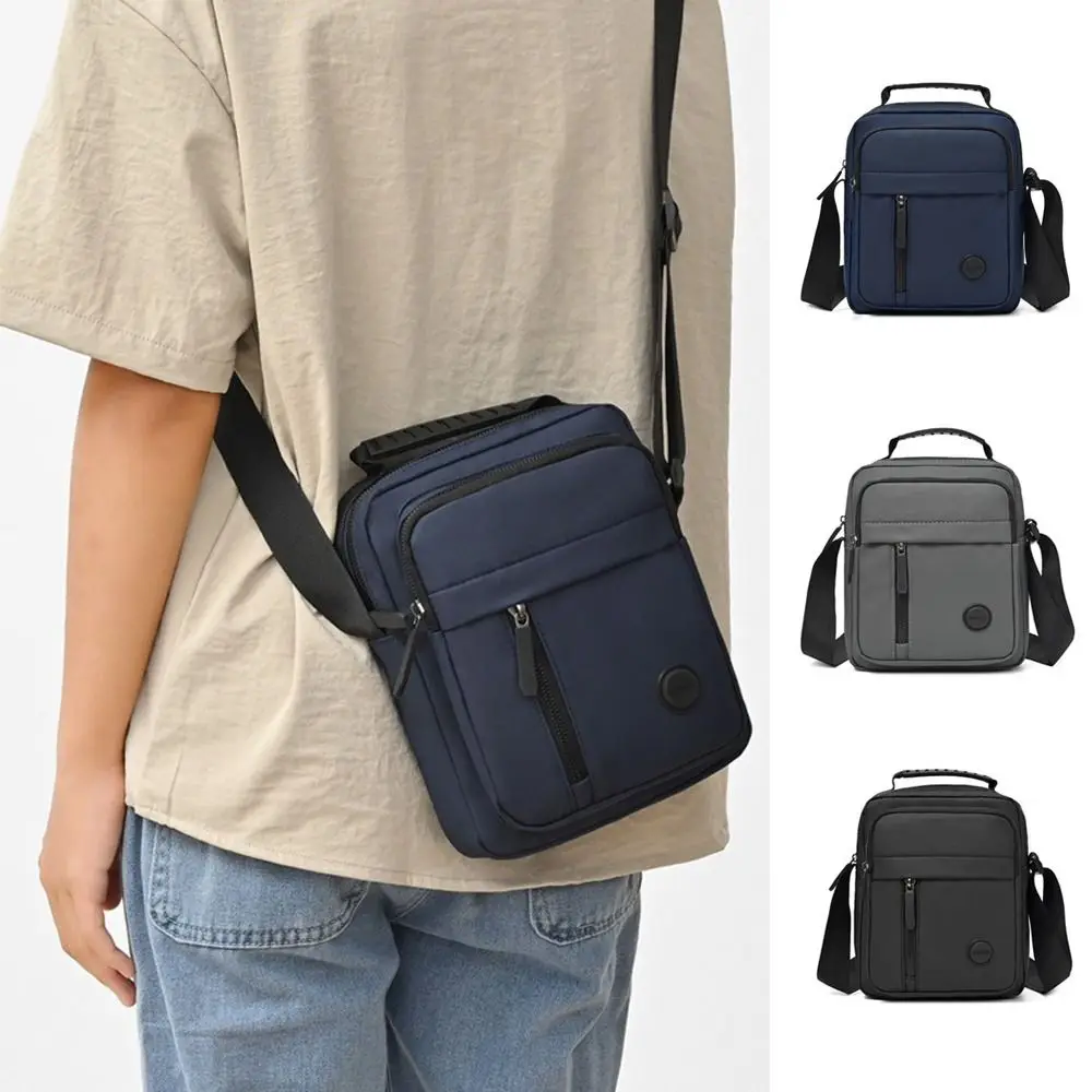 

Multi-Compartment Men's Crossbody Bag Compact Design Adjustable Strap Business Shoulder Bag Solid Color Travel Bag Daily Use