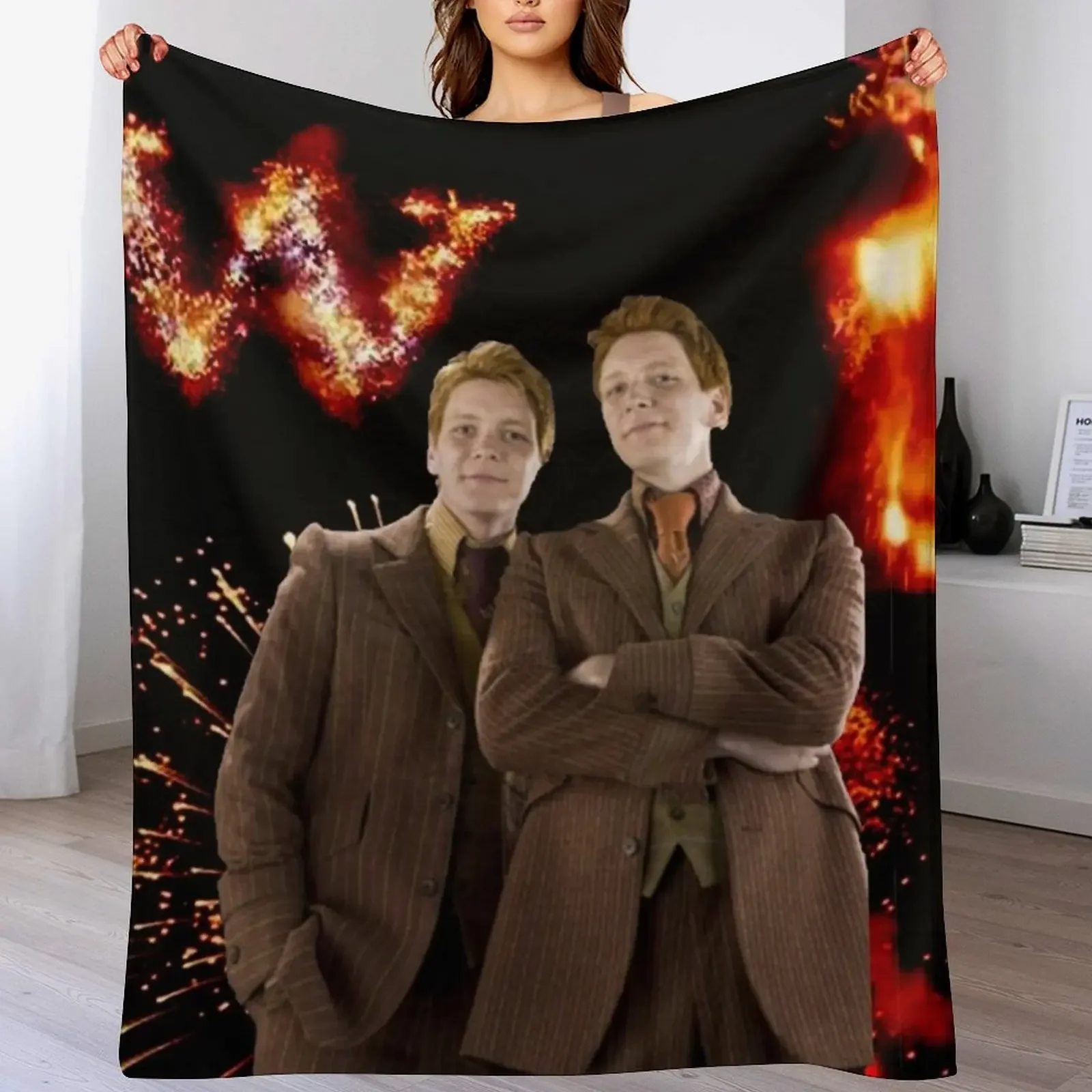 

Fred and George Weasley Throw Blanket warm winter Soft Plush Plaid Decorative Beds cosplay anime Blankets