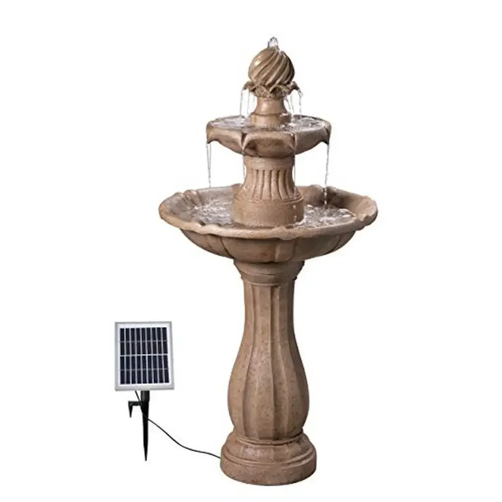 Solar Powered Outdoor Fountain with Tan Finish Traditional Style 44