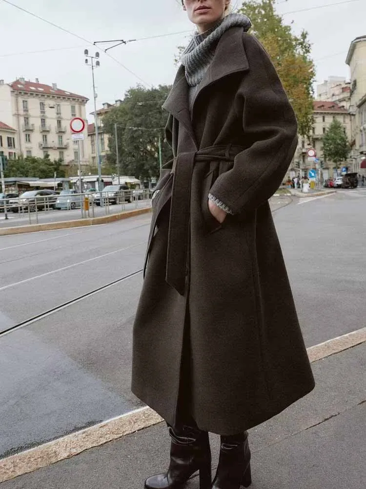 European and American style winter new arrivals fashionable and simple women's clothing, versatile soft stand collar belted coat