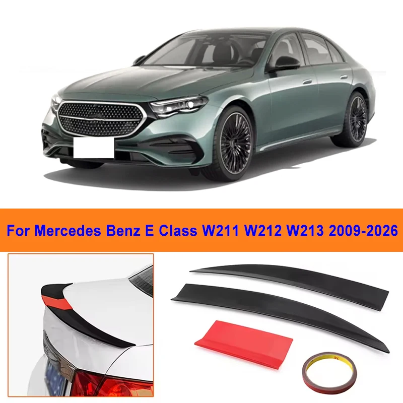 

For Mercedes Benz E Class W211 W212 W213 2009-2026 3-Section ABS Rear Trunk Spoiler 115-125cm Adjustable Sports Decor Top Wing