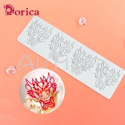 Chinese Style Dragon Head Pattern Silicone Lace Mat Sugarcraft Chocolate Mold Dessert Cake Decorating Tools Baking Accessories