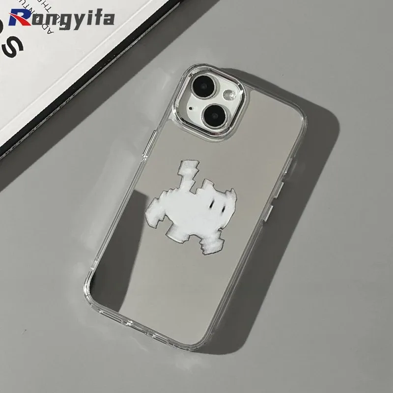 ل Vivo IQOO Z9X Z1 11 11s 12 Neo 3 6 7 SE 9s Pro Plus عودة جراب هاتف مضحك الأبيض هريرة غطاء مرآة