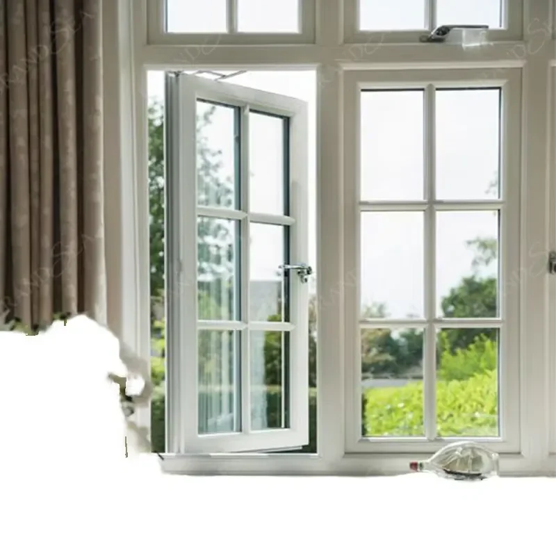 Modern Double-opening Horizontal Swing Casement Windows Tempered Glass Stainless Steel Screen Netting Sound Insulation Villa