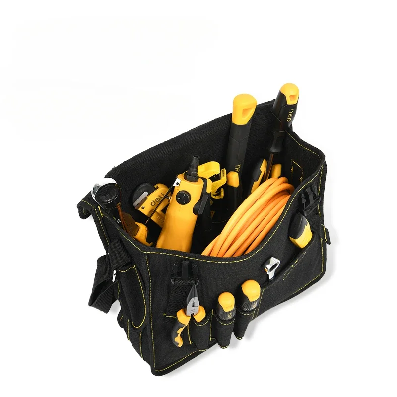 Deli Large Capacity Canvas Tool Bag Backpack High Quality Electrician Belt Bags Multifunction Tools Parts Storage Organizers