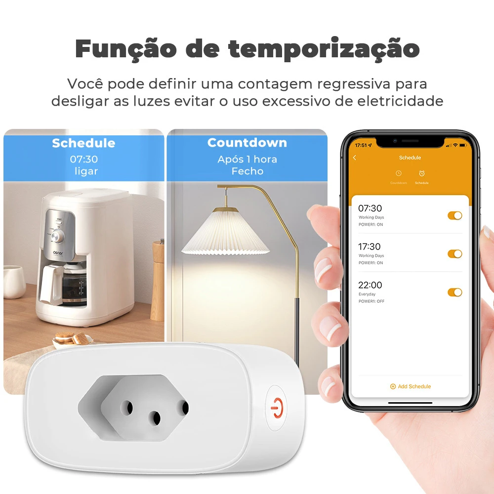 Enchufe inteligente Tuya con WiFi/Zigbee, dispositivo con Monitor de potencia, temporizador de encendido/apagado, Control de voz, funciona con Alexa y Google Home, versión brasileña, 16A