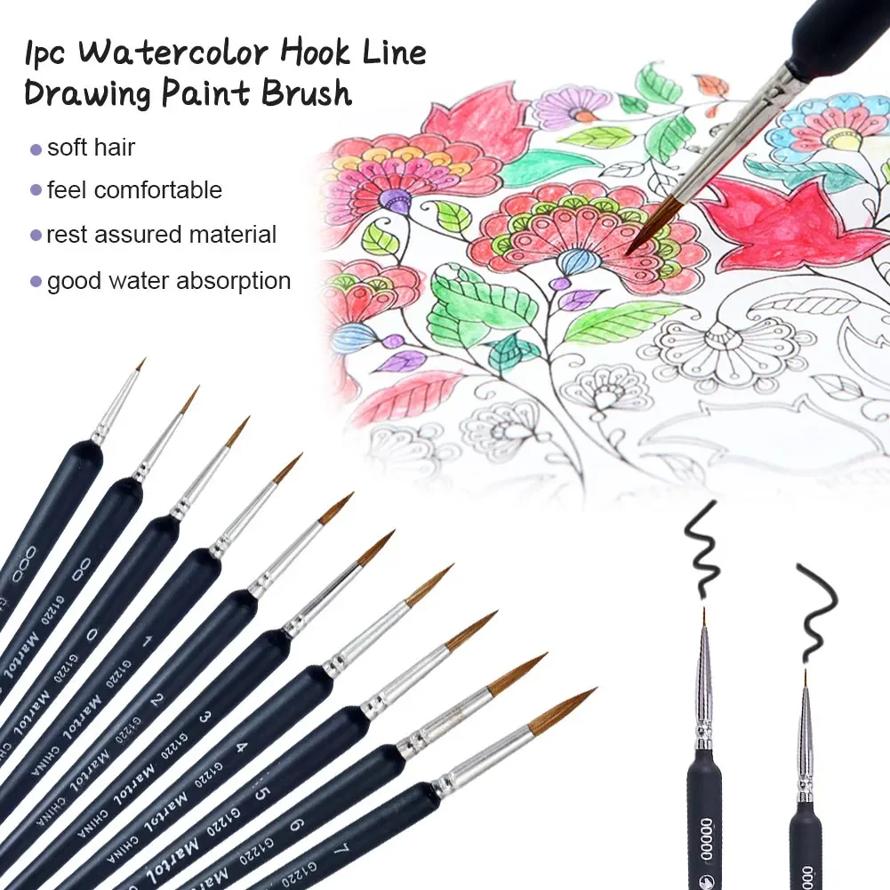 Hook Line Pen Stationery Watercolor And Oil Painting Wolf Hair Pens Detail gouache Acrylic Art Painting Tools 9/10/11pcs/set