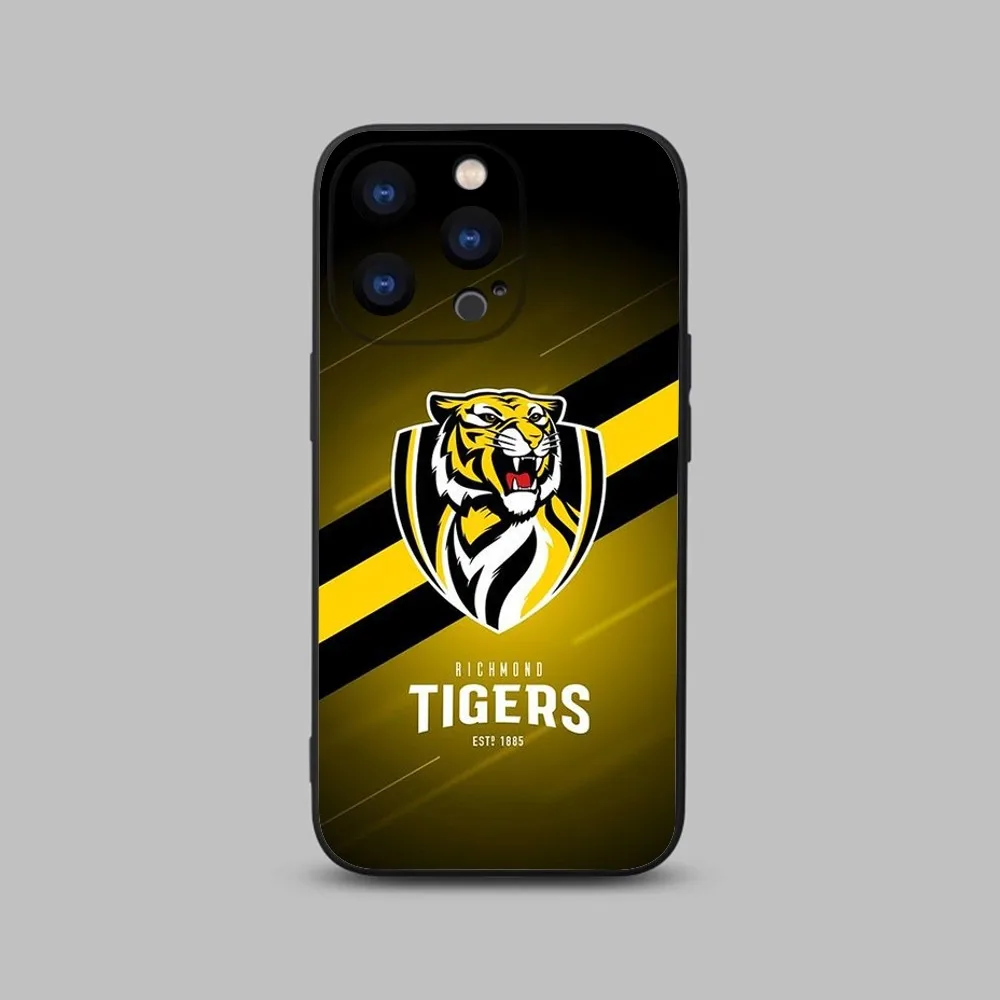 Richmond Tiger Phone Case For iPhone 15,14,13,12,11 Plus,Pro,Max,XR,XS,X,7,8 Plus,SE,Mini Black Silicone Soft