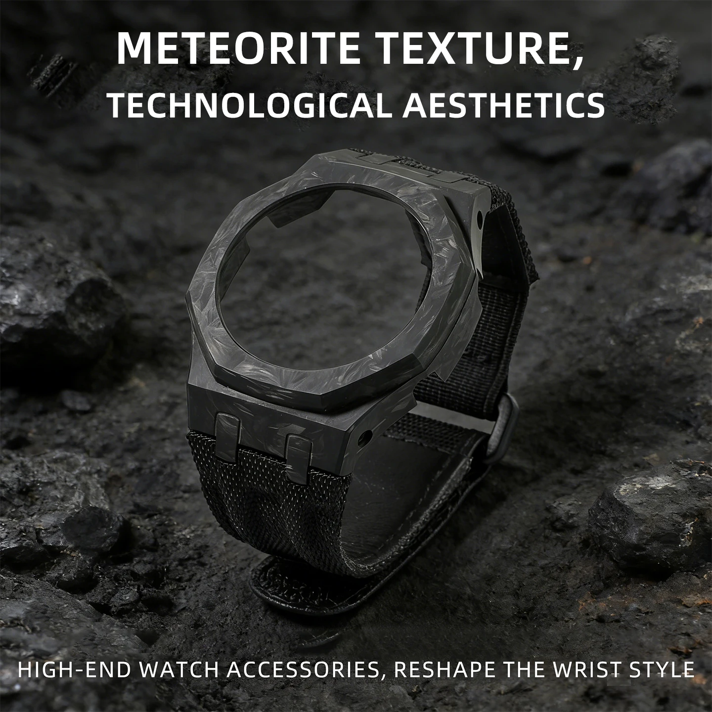 Modification Carbon Fiber Set CasiOak GA-2100 Case Strap Set GM-2100 GBM-2100 GA-B2100 Mod Kit Case+Hook Loop Canvas Nylon Strap