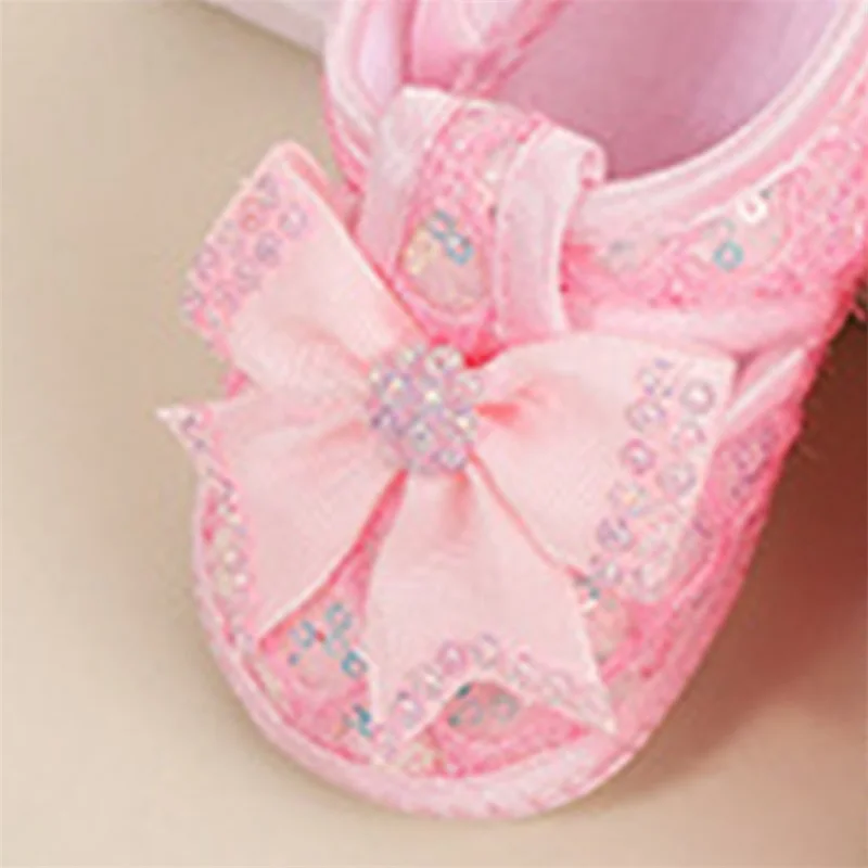 Infant Baby Girls Moccasins Cute Sequins Bowknot Soft Sole Flat Shoes Prewalker Anti-Slip Shoes First Walker Shoes